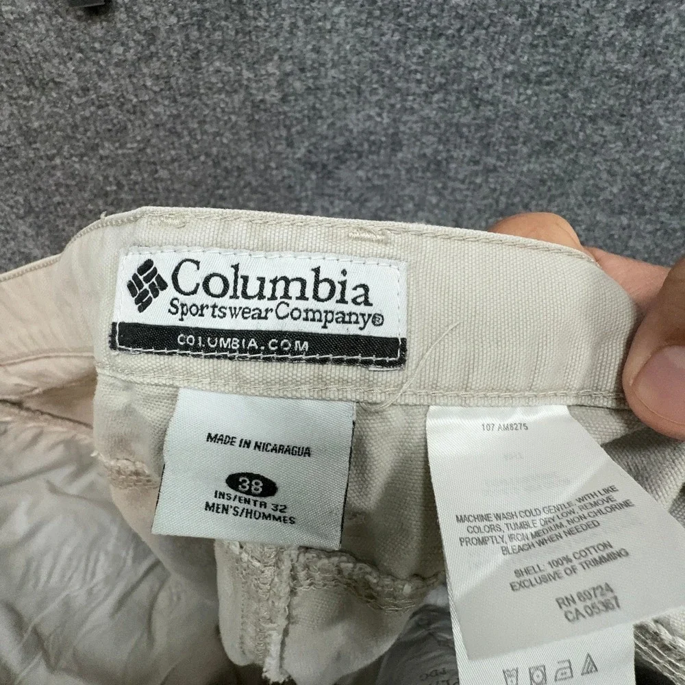 Columbia Carpenter Pants Mens 38 Khaki Tan Utility Canvas Workwear Hiking Rugged